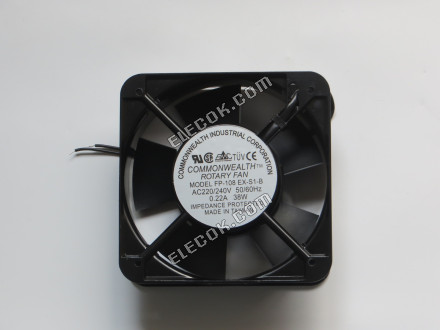 COMMONWEALTH FP-108EX-S1-B AC220/240V 0,22A 38W 2 cables Ventilador De Refrigeración, cuadrado forma 