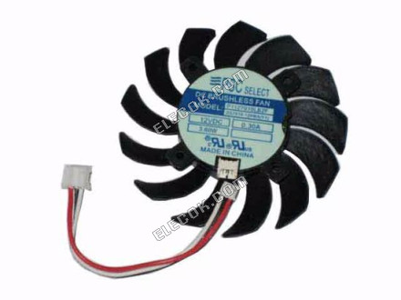 PSC Select P1127010LB2F Servidor - Frameless / GPU Ventilador 12V 0.30A, W70x3x4, D65xC27, Negro 3 Cables 