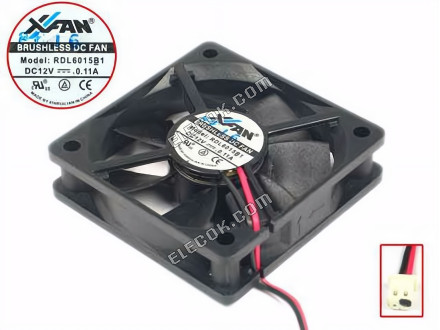 XFAN RDL6015B1 12V 0.11A 2wires Cooling Fan 