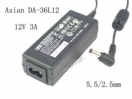 APD / Asian Effekt Devices DA-36L12 VäXELSTRöM Adapter 5V-12V 12V 3A, 5,5/2.1mm, 2P, Vit 