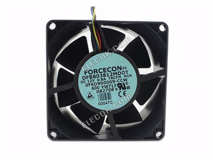 FORCECON DFB803812MDOT 12V 0.8A 4wires Cooling Fan