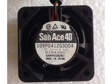 Sanyo 109P0412G3D04 12V 0.31A 3wires Cooling Fan 
