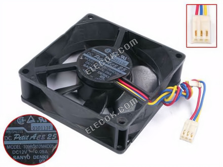 SANYO 109R0812M4D05 12V 0,09A 4 καλώδια ανεμιστήρας ψύξης 