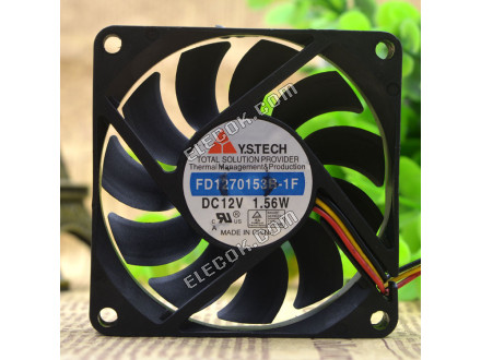 Y.S.TECH FD1270153B-1F 12V 1.56W 3선 냉각 팬 