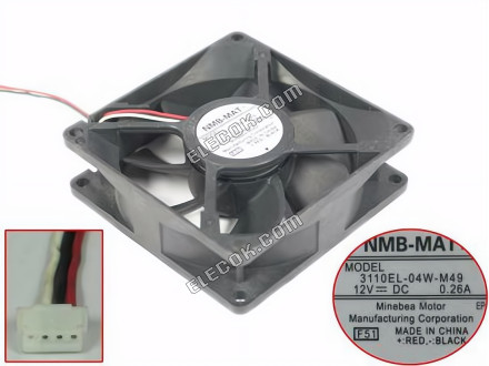 NMB 3110EL-04W-M49 12V 0,26A 3 καλώδια ανεμιστήρας ψύξης 