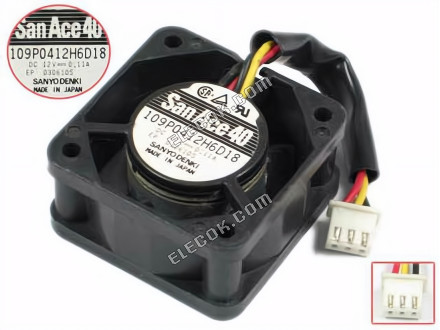 Sanyo 109P0412H6D18 12V 0.11A dc AXIAL Cooling Fan 