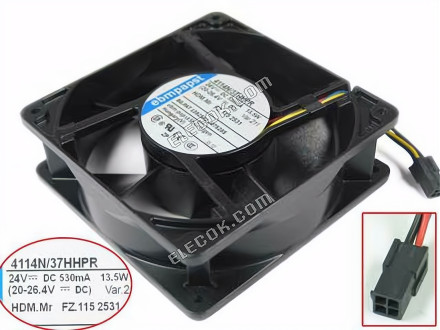 ebm-papst 4114N/37HHPR Server - Square Fan sq120x120x38mm, 4-wire, 24V 13.5W 