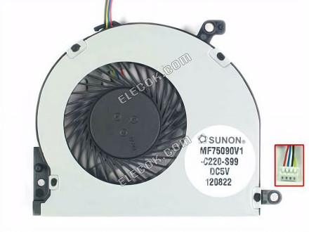 SUNON MF75090V1-C220-S99 냉각 팬 5V, Bare 팬 4-pin 