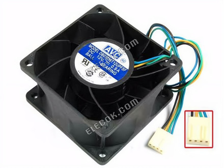 AVC DB07038T12UPFSF Servidor - Cuadrado Ventilador sq70x70x38, w225x4x4, 12V 0,9A 4 cables 