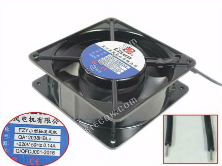 QUAN FENG QA12038HBL2 Server - Square Fan sq120x120x38mm, 2-wire, 220V 0.14A 