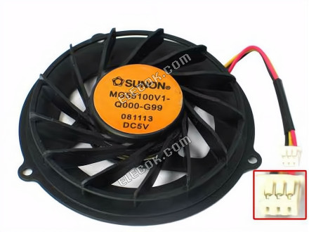 SUNON MG55100V1-Q000-G99 Cooling Fan dia55x10, w40x3x3, 5V, Bare Fan 3-wire 