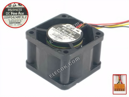 Sanyo 109P0424MF3L2 24V 0.07A 4wires Cooling Fan 