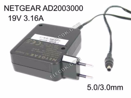 NETGEAR AD2003000 CA Adapter- Portátil 19V 3,16A, 5.0mm con Pin, EU 2-Pin Enchufe 