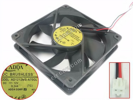 ADDA AD1212MS-A70GL 12V 0,34A 2 καλώδια ανεμιστήρας ψύξης 