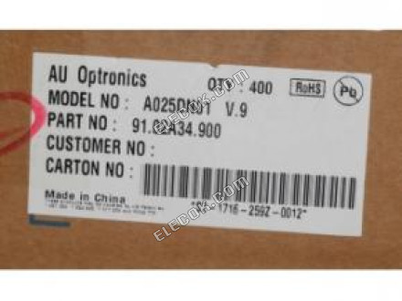 A025DN01 V9 AUO 2.5" A-si TFT-LCD Panel 