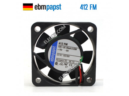 EBM-Papst 412FM 12V 45mA 0.55W 2wires Cooling Fan