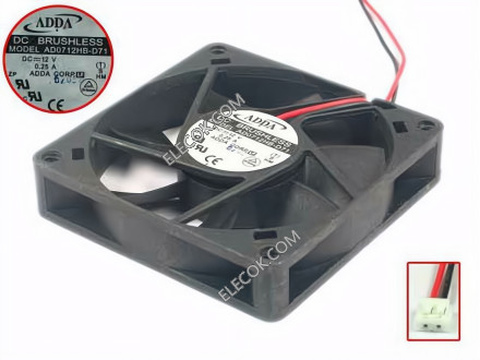 ADDA AD0712HB-D71 12V 0.25A 1.76W 2wires Cooling Fan