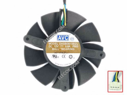 AVC DASB0815B2U 12V 0,6A 4 draden Koeling Ventilator 