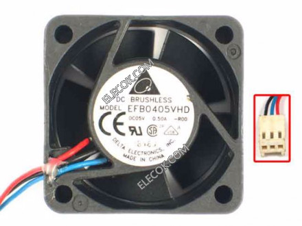 DELTA EFB0405VHD 5V 0.5A 1.6W 3wires Cooling Fan