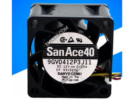 Sanyo 9GV04012P3J11 12V 0,6A 3 cable Enfriamiento Ventilador 