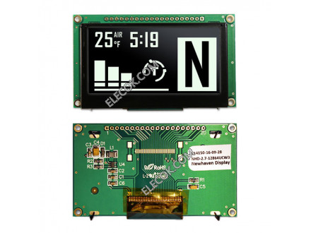 NHD-2.7-12864UCW3 Newhaven Scherm Intl Graphic LCD Scherm Module Wit OLED - Passive Matrix Parallel/Serial 2,7&quot; (68.58mm) 128 x 64 
