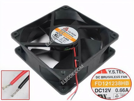 Y.S.TECH FD121238HB 12V 0.66A 3wires Cooling Fan