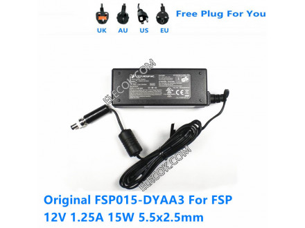 FSP FSP015-DYAA3 12V 1.25A 15W AC Adapter For Switching Power Supply Charger