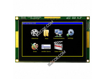 UEZGUI-4088-43WQN-BA Future Designs Inc. Capacitive Graphic LCD Display Module Transmissive Red, Green, Blue (RGB) TFT - Color I²C, Serial, SPI 4.3&quot; (109.22mm) 480 x 272