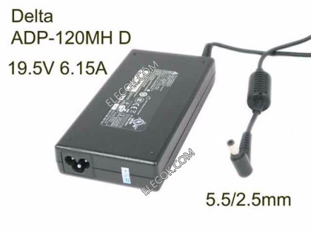 Delta Electronics ADP-120MH AC Adapter- Laptop 19.5V 6.15A, 5.5/2.5mm, 3P