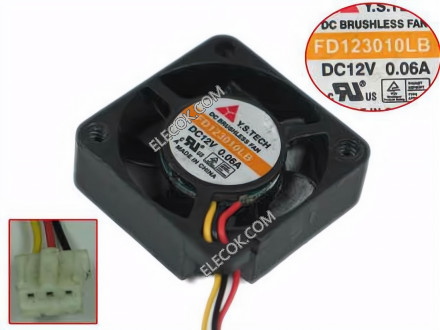 Y.S.TECH FD123010LB 12V 0,11A 0,72W 3wires Cooling Fan 