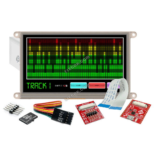 SK-GEN4-70DT 4D Systems Pty Ltd Resistive Graphic Lcd Display Module Transmissive Red, Green, Blue RGB TFT - Color I²C, SPI, TTL 7" 177.80mm 800 x 480 WVGA 
