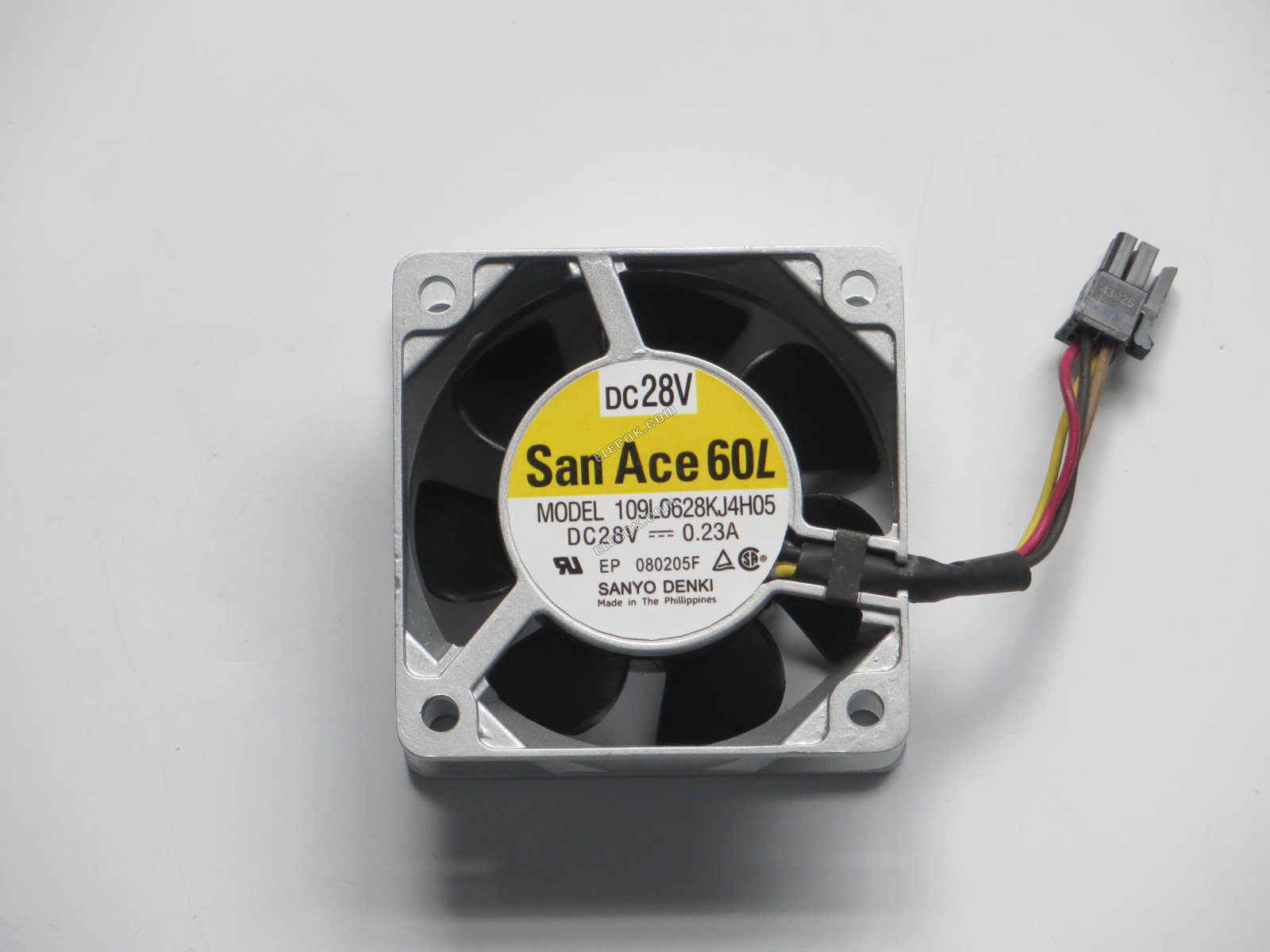 Sanyo Denki 109L0628KJ4H05 Server - Firkantet Ventilator sq60x60x25mm, w50x4x4, 28V 0,23A 4 ledninger 