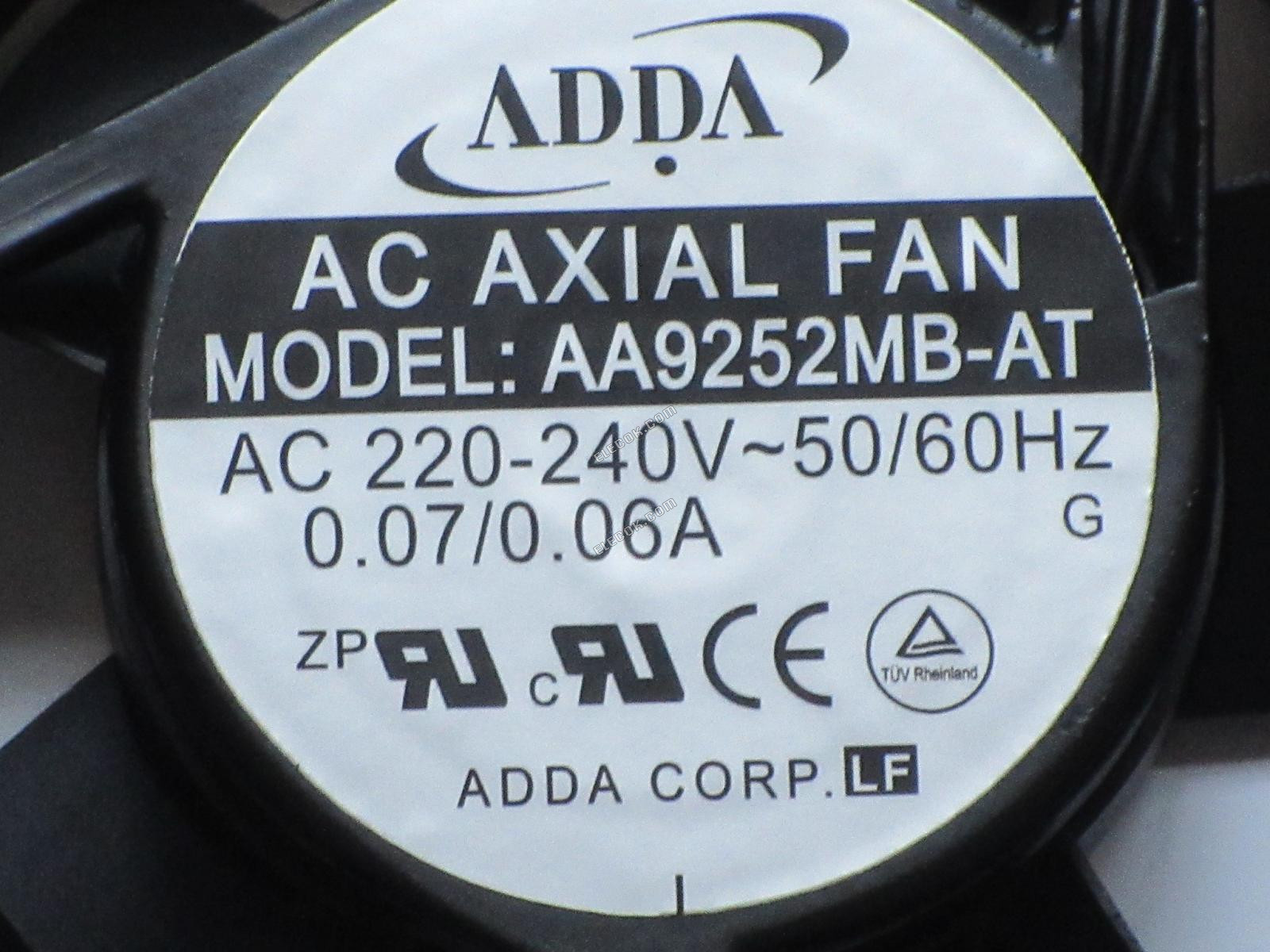 ADDA AA9252MB-AT 220/240V 0.07/0.06A with plug connection Cooling Fan 