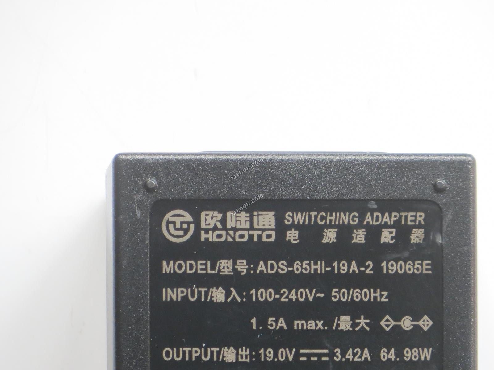 HOIOTO ADS-65HI-19A-2 19065E 19V 3.42A 65W AC Switching Adapter 용도 전원 공급 장치 Charger, 7.4MM 원형 mouth 와 needle 