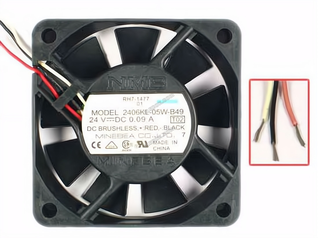 NMB 2406KL-05W-B49 24V 0.09A 3wires Cooling Fan 