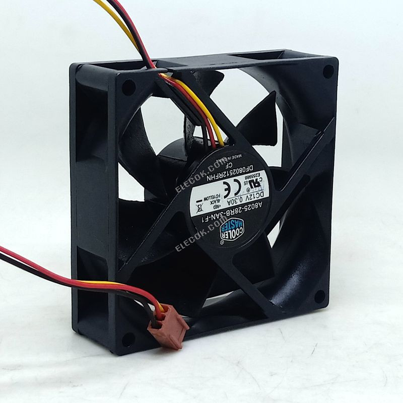 COOLER MASTER A8025-28RB-3AN-F1 12V 0.30A 8cm 8025 3wires Fan 