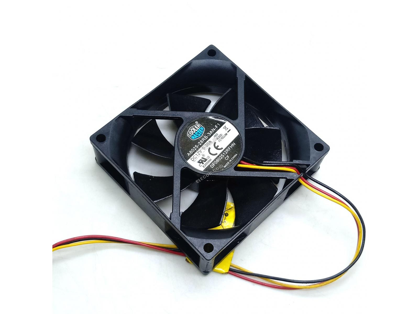 COOLER MASTER A8025-28RB-3AN-F1 12V 0.30A 8cm 8025 3wires Fan 