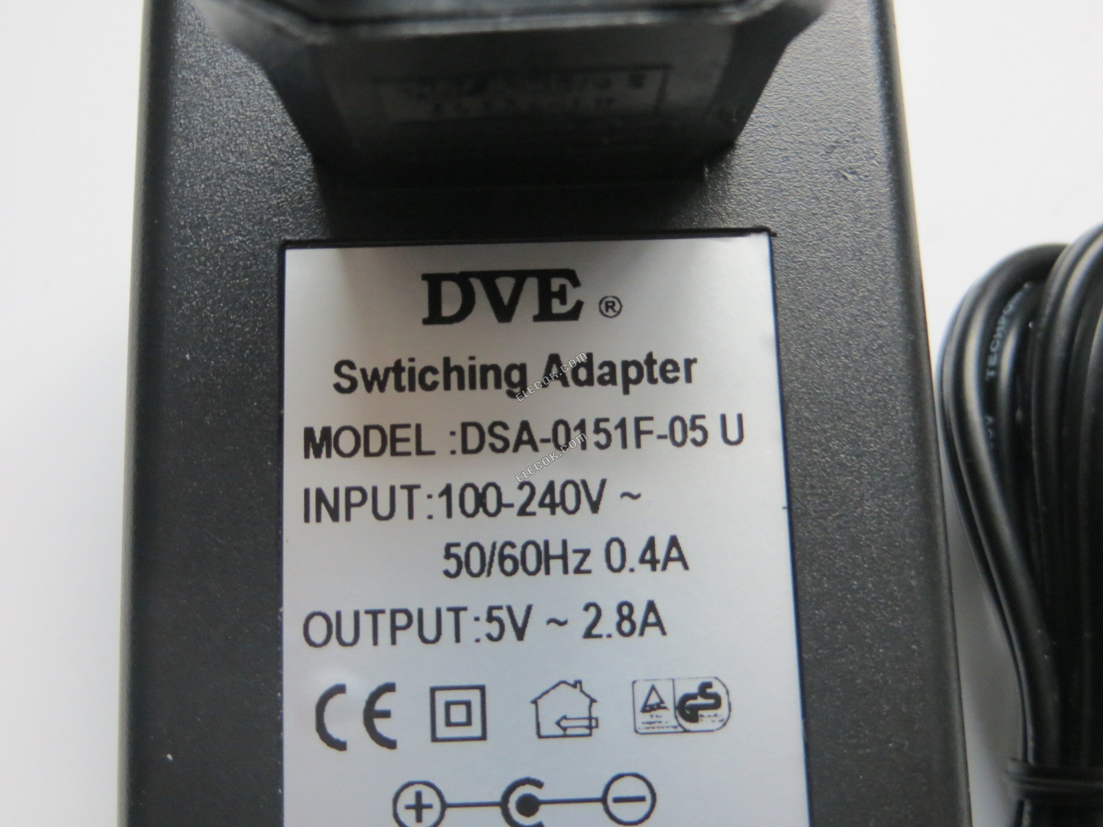 DVE DSA-0151F-05 AC Adapter 5V-12V 5V 2.8A, 5.5/2.1mm Euro 2-pin Plug，substitute 