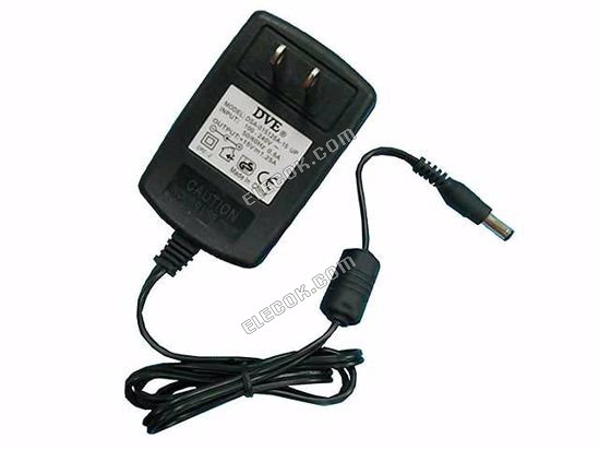 DVE DSA-015125A-12 VäXELSTRöM Adapter - NY Original 15V 1,25A, 5,5/2.5mm, US 2-Pin piug 