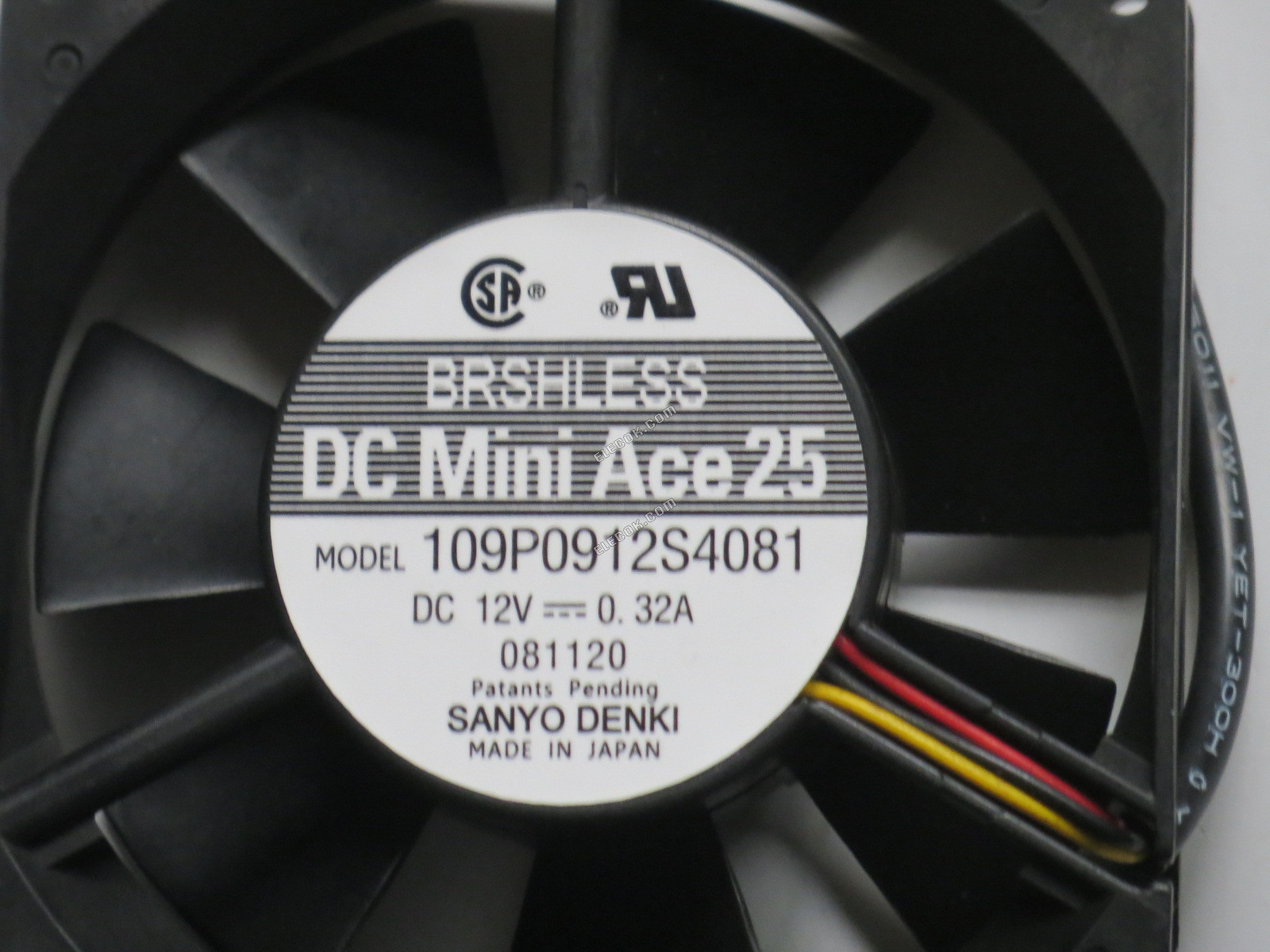 Sanyo 109P0912S4081 12V 0,32A 3 przewody Wentylator Chłodzący 