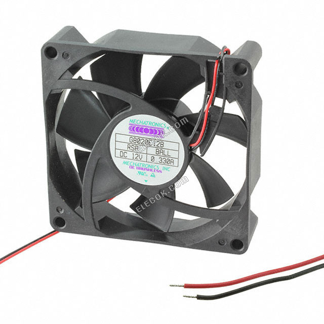 G8020H12B-RSR Mechatronics VENTILATEUR AXIAL 80X20MM 12VDC 2 Fil Fils / Sorties 