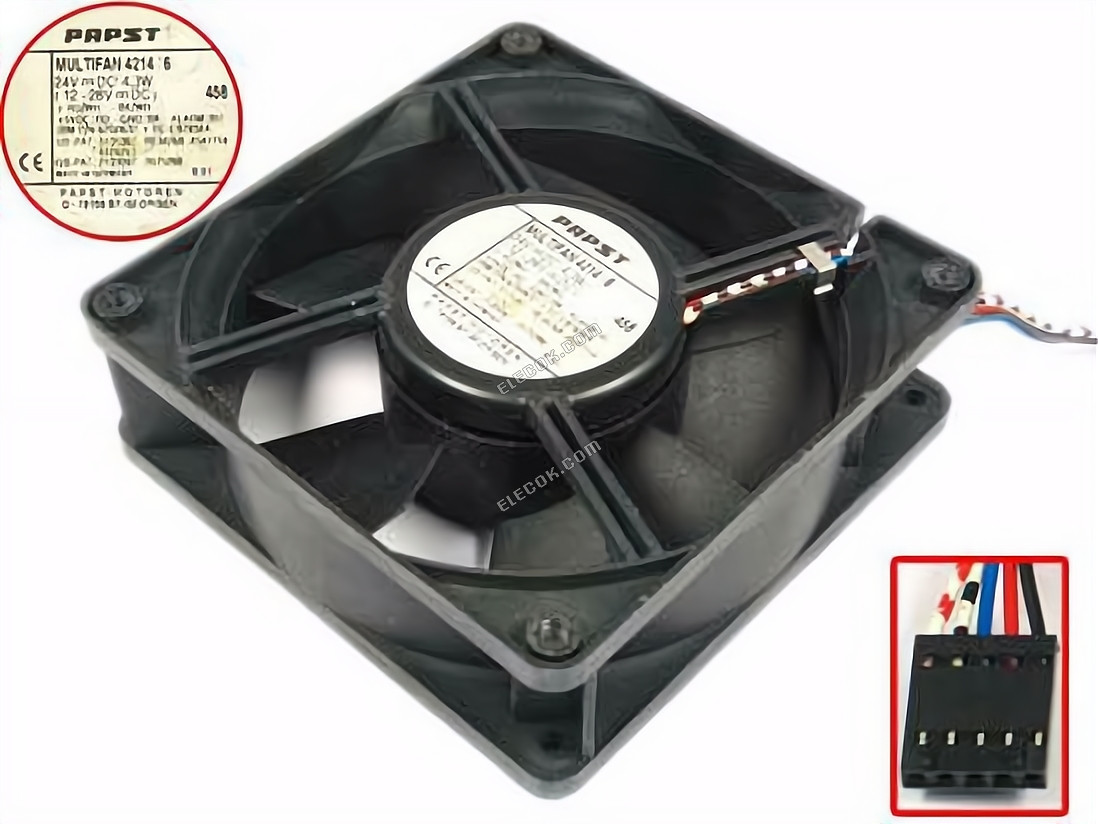 ebm-papst MULTIFAN 4214 6 Server - Square Fan MULTIFAN4214/6, sq120x120x38, w110x5x5, 24V 4.3W 5-wire 