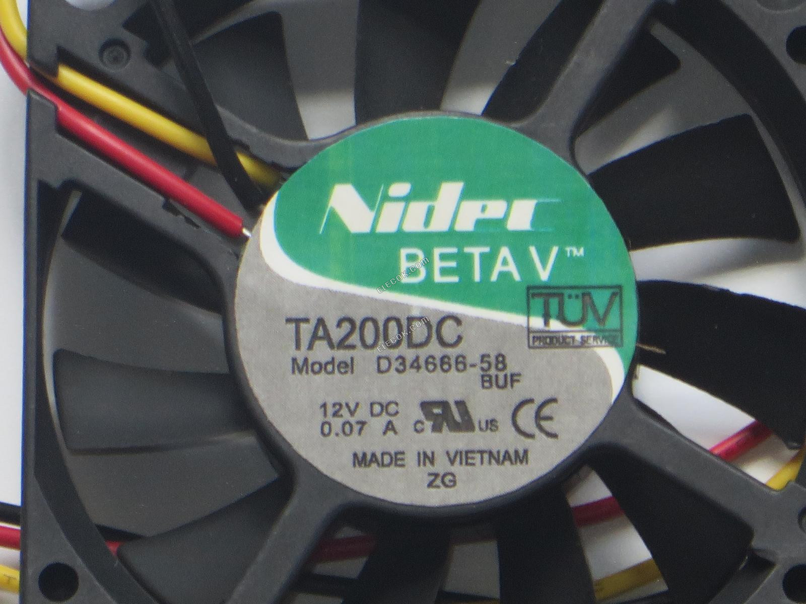 Nidec D34666-58 12V 0.07A 3wires Cooling Fan 