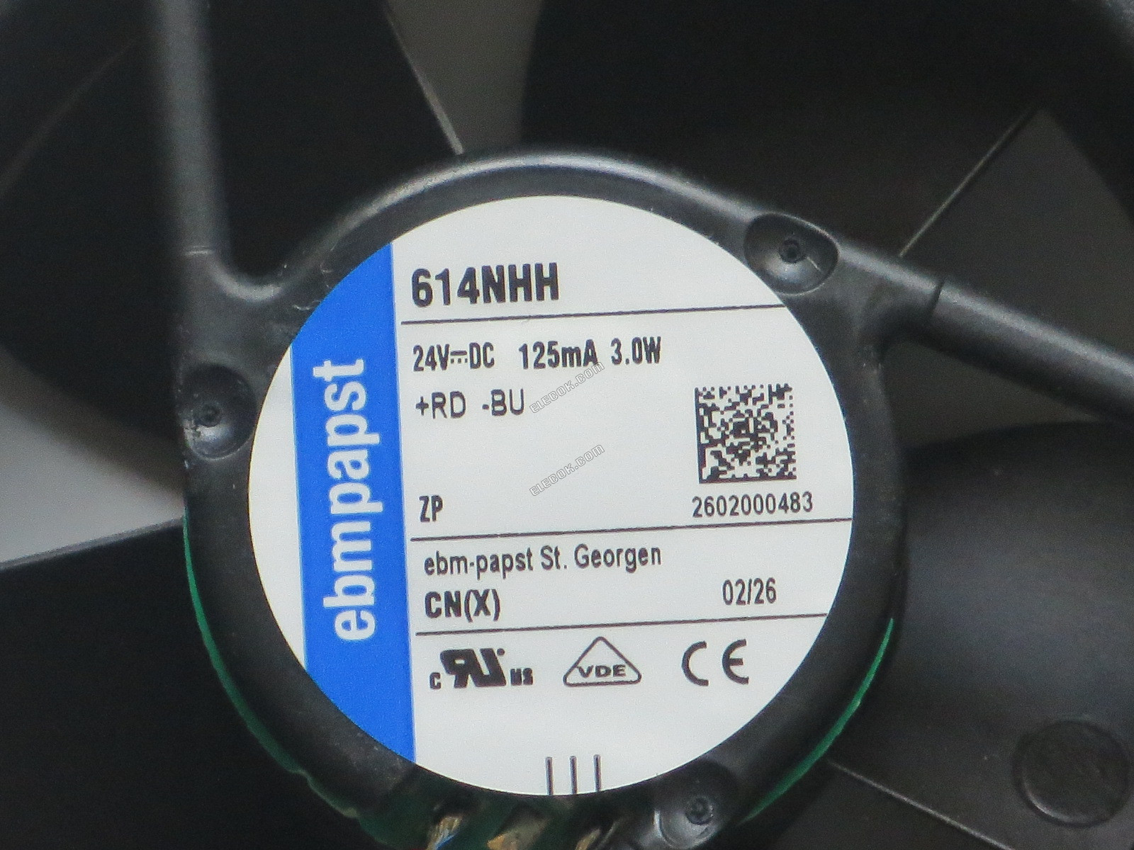 ebm-papst 614NHH 24 V DC 125MA 3.0W 2선 