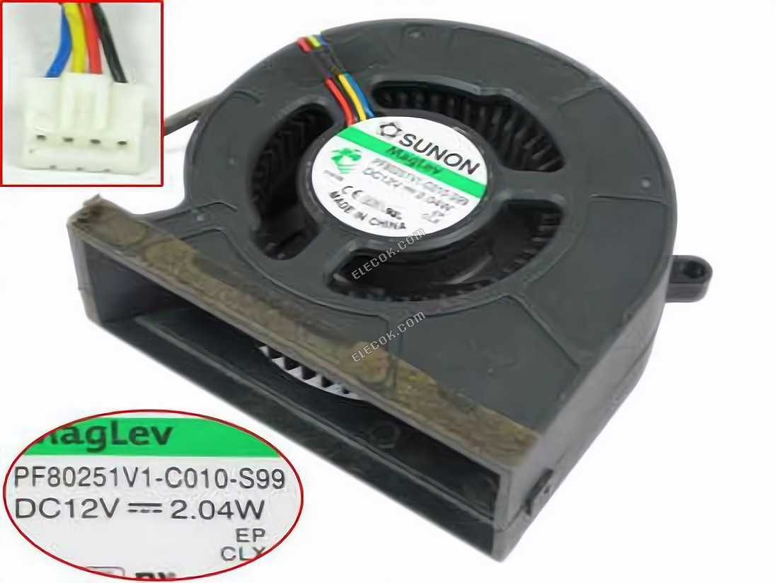 SUNON PF80251V1-C010-S99 Kühllüfter w130x4x4, 12V 2,04W, Bare lüfter 4 drähte 