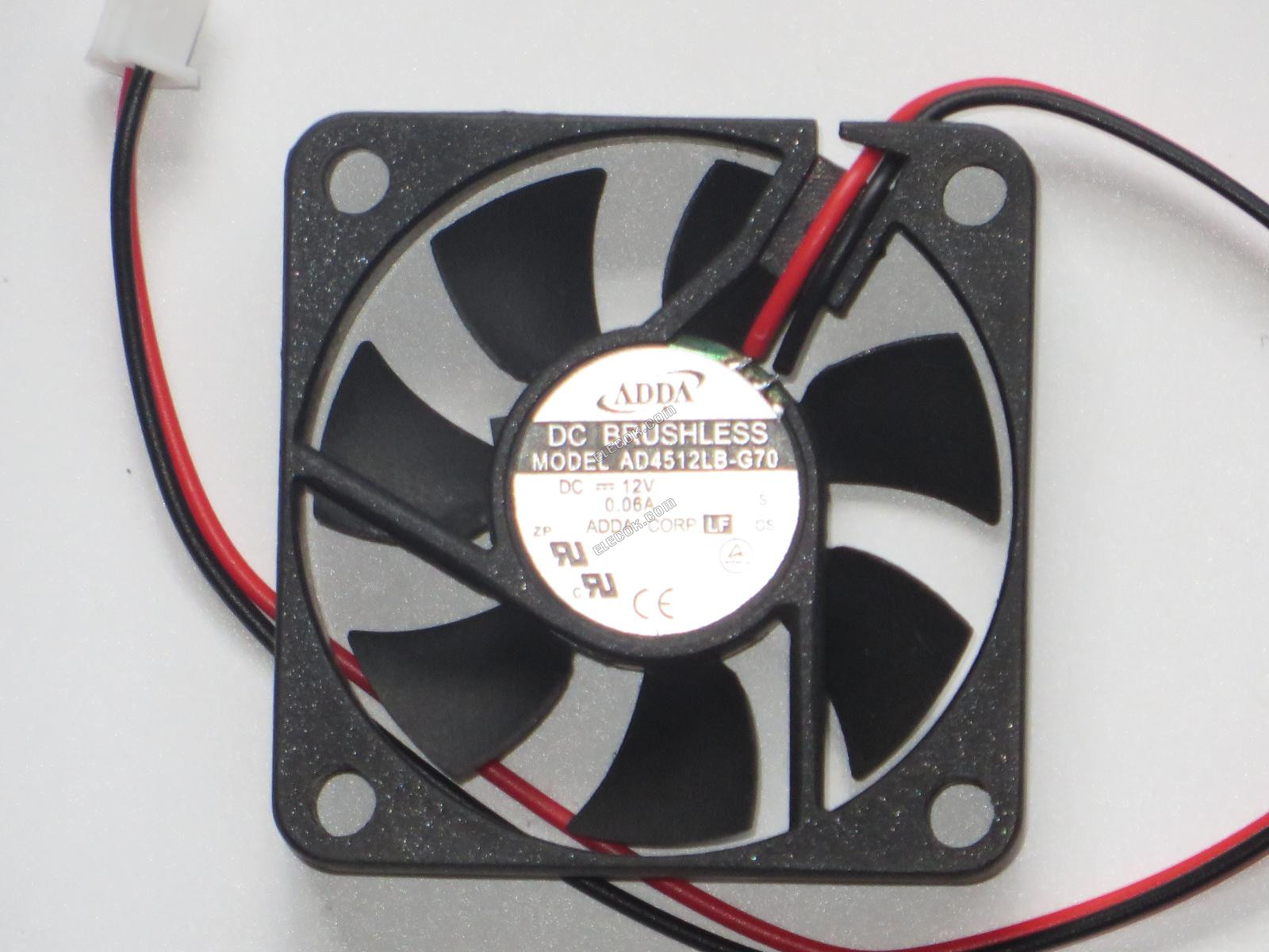 ADDA AD4512LB-G70-LF DC Fans 12VDC 0.06A 2wires Fan Low Speed Ballbr 