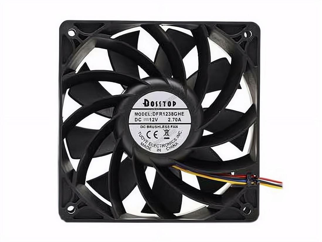 BOSSTOP DFR1238GHE Server - Square Fan sq120x120x38, 4W, DC 12V 2.7A 4-wire 