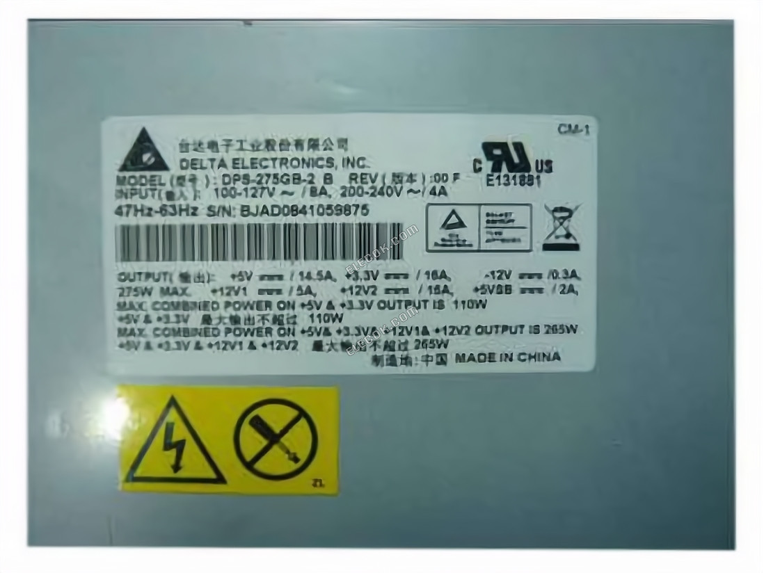 Delta Electronics DPS-275GB-2 Server - Power Supply 275W, DPS-275GB-2 B, Used 