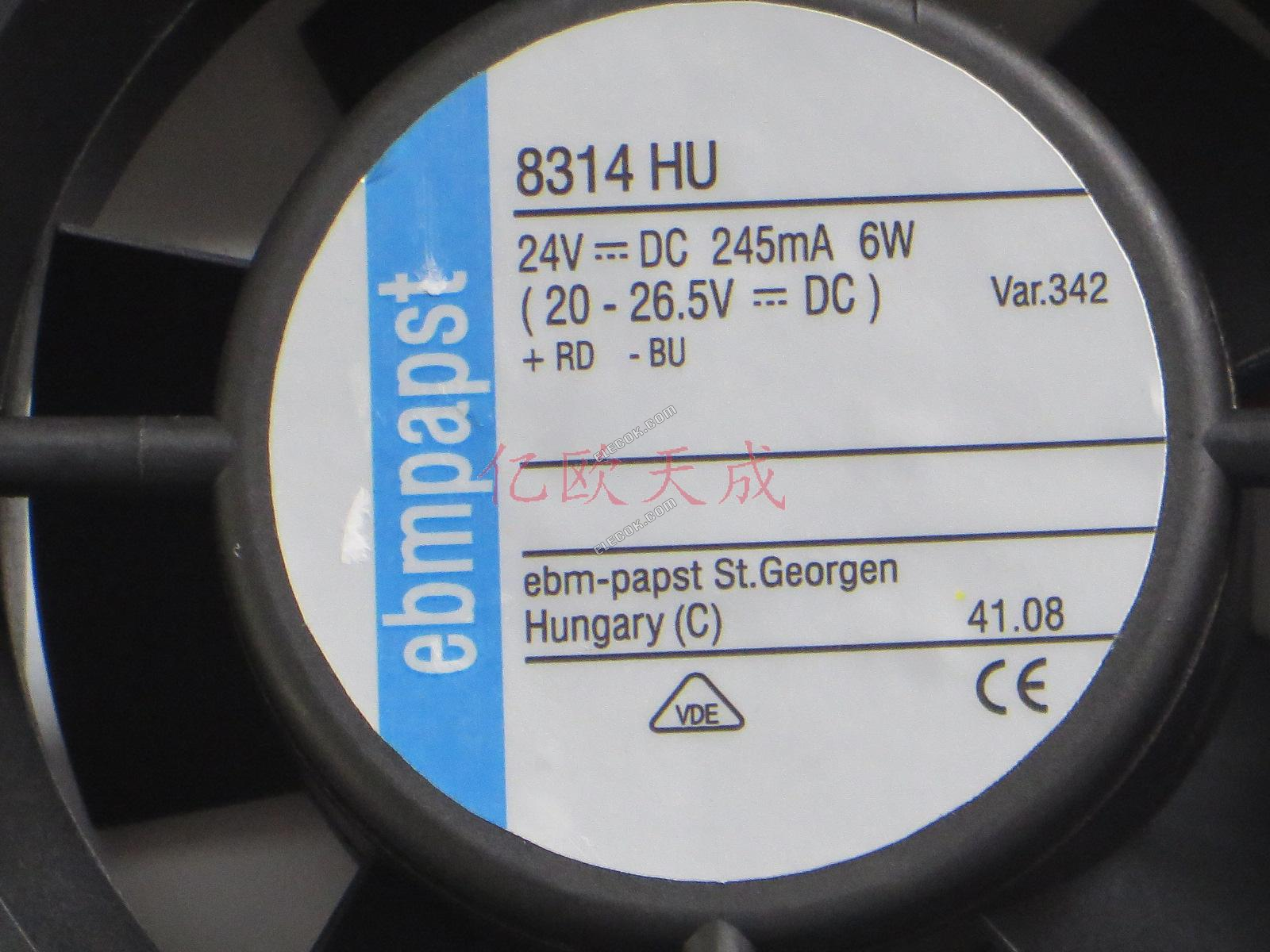 EBM-Papst 8314HU 24V 6W 2fios Ventoinha, recondicionado 