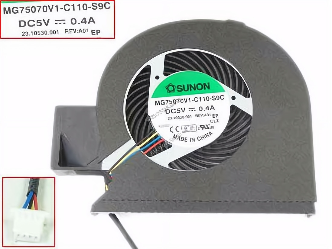 SUNON MG75070V1-C110-S9C Cooling Fan 5V 0.40A, Bare fan 4-pin 